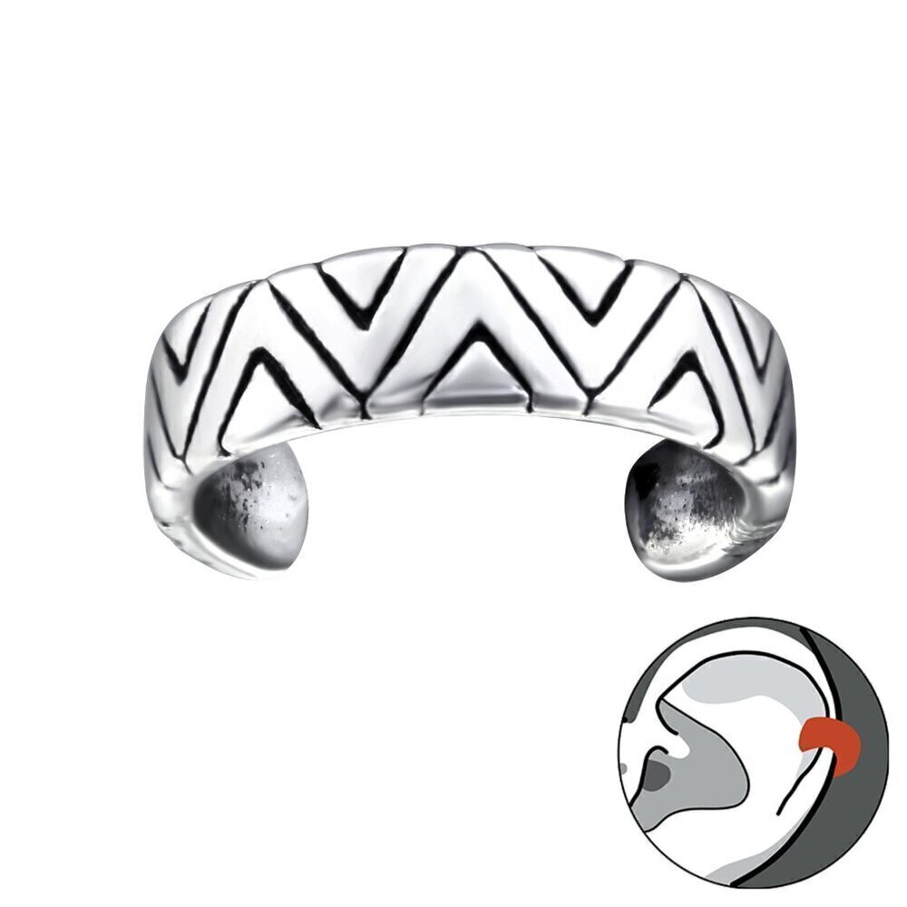 Chevron Pattern Ear Cuff – Sterling Silver, No Piercing, Bold & Stackable - Picture 1 of 1